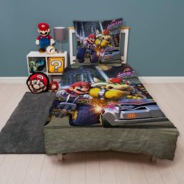 Mario Bros AAARQ16164 - Juego de Cama Mario vs Bowser de Microfibra - 1 Funda Nórdica 140x200 cm + 1 Funda Almohada 63x63 cm