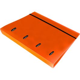 Carpeta Con Recambio Liderpapel A4 Cuadro 5 mm 100 Hojas 80 gr Polipropileno 4 Anillas 40 mm Naranja Fluor