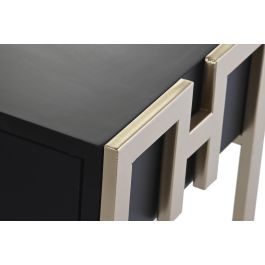 DKD Home Decor Mesa Centro Glam Negro de Madera y Metal 150x36x48 cm con 3 Cajones Desmontable DKD Home Decor Mesa Centro Glam Negro de Madera y Metal 150x36x48 cm con 3 Cajones Desmontable