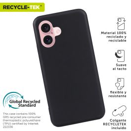 Muvit Funda Recycletek para Apple iPhone 16 - Fabricada 100% con Materiales Reciclados y Reciclable, Protección Sostenible