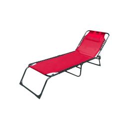 Marbueno Tumbona Plegable Acero Con Cojin Jardin y Piscina 190X58X27 cm Roja 10000