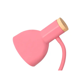 Q-connect Lámpara de Escritorio Orion Metálica con Detalles de Madera, Brazo Flexible, Color Rosa