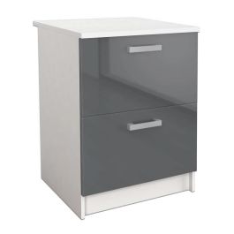 Start Mueble Bajo de Cocina 60 cm Ancho con Encimera Incluida, 2 Cajones y Diseño Contemporáneo - Gris Brillante - Fabricado en Francia Precio: 134.50000025. SKU: B14MAABMGX