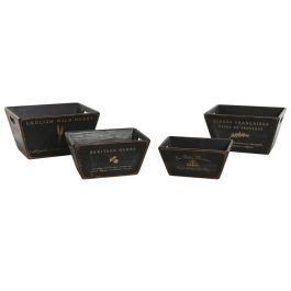 Caja Tradicional DKD Home Decor Negro 22 x 18 x 35 cm Set de 4