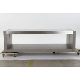 DKD Home Decor Mesa Centro Gris Roble Aluminio Cristal Templado 120 x 60 x 37.5 cm