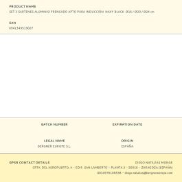 San Ignacio Set 3 sartenes aluminio prensado Navy Black Ø16/Ø20/Ø24 cm aptas inducción