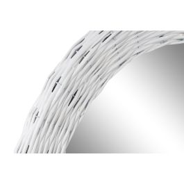 DKD Home Decor Espejo Cottage Blanco Mimbre Cristal MDF 4 x 63 x 63 cm