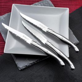 Lou Laguiole Set 6 Cuchillos Steaks Acero Inoxidable Tradition Bicolor 23 cm Acabado Brillo Saludable Higiénico Fácil Limpieza