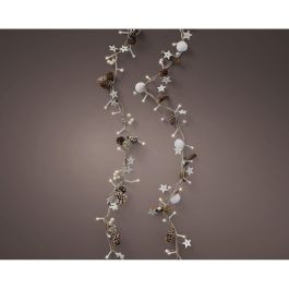 Lumineo Guirnalda Decorativa de Piñas y Estrellas, 24 LEDs, Luz Cálida, 1,20 m, Uso Interior, con Temporizador