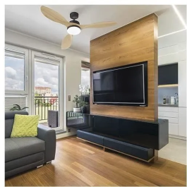 Farelek FAR3431541124394 Ventilador de Techo Oklahoma Negro y Madera Ø137cm 100W + LED