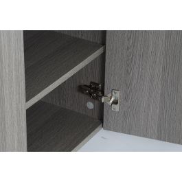 DKD Home Decor Buffet Moderno Gris 165x39x76 cm, 4 Puertas, 4 Estanterías, Roble y Cristal Templado