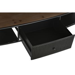 DKD Home Decor Mueble TV Loft Negro Marrón Abeto Metal 150x39x58 cm con 1 Cajón y 1 Estante Desmontable
