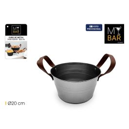 Inde Cubo de Metal con Asas de Piel Gris 20 cm My Bar - Ideal para Hogar o Bar (18 Unidades) Precio: 29.79000035. SKU: B12TS3HD2X