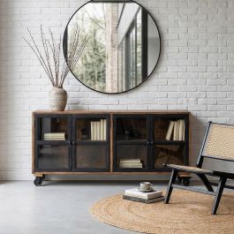 Aparador Negro-Natural Madera de Mango 160 X 35 X 71 cm Precio: 890.0034. SKU: B1GM55DHNS