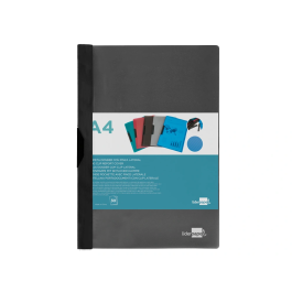 Liderpapel 35365 Carpeta Dossier con Pinza Lateral Negro Polipropileno DIN A4 para 30 Hojas con Pinza Deslizante