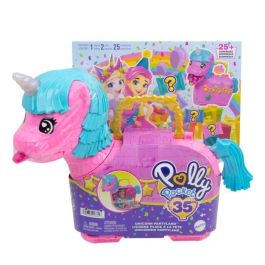 Mattel Hyd96 Cofre Unicornio Partilandia Polly Pocket Conjunto de Juego 35 Aniversario con 2 Muñecas, 25 Accesorios y Sorpresas Reutilizables