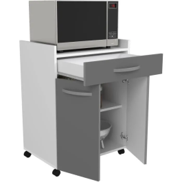 Ekipa 803348 Carro OSLO 60 cm, 1 cajón y 1 puerta, Gris Brillo, L 60 x P 44 x H 81 cm
