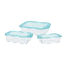Excellent Houseware Fiambreras de cristal templado con tapa de polipropileno, set de 3 (630 ml, 1000 ml, 1480 ml), aptas para microondas y lavavajillas Precio: 17.95000031. SKU: S7903938