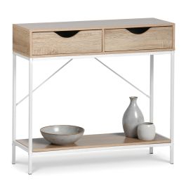 Inde Mueble con 2 Cajones Madera-Metal 80x30x75 cm