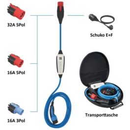 NRGkick 12101061 Cable de Carga Coche Eléctrico 32A 10m Tipo 2 WLAN con Adaptadores y Bolsa