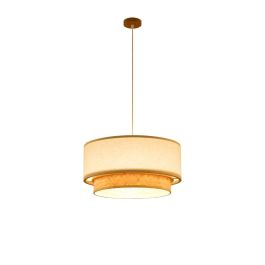 DKD Home Decor Lampara Techo Urban Natural Blanco Bambu Poliester 50 x 50 x 25 cm