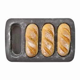 Quttin Molde para 4 Baguettes Perforado, 34.6 x 21.5 x 3 cm, Grosor 0.5 mm (12 Unidades)