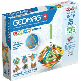 Geomag EcoFriendly Paneles Supercolor 52 Piezas para Construcción 2D y 3D con Barras, Esferas y Paneles Reciclados +5 Años