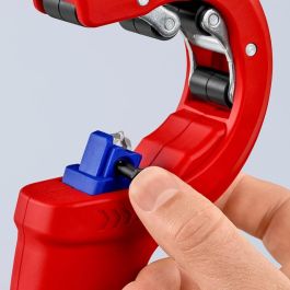 Knipex 90 23 01 BK Cortatubos para Plástico y Acero, Diámetro de Corte hasta 50 mm, Color Azul/Rojo
