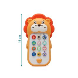 KioKids Teléfono Musical León para Bebés con Sonidos de Animales, Luces y Melodías, Estimula Vista y Oído, +6 Meses