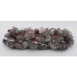 DKD Home Decor Portavela Navidad Alpina Blanco Rojo con Piña y Cristal, Set de 2 Unidades 13x8.5x38 cm para Decoración Festiva del Hogar Precio: 17.93946. SKU: B14YYM7L53