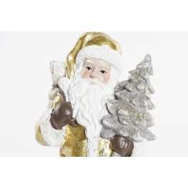 DKD Home Decor Figura Decorativa de Navidad de Santa Claus Tradicional, de Resina en Colores Dorado y Blanco, 18 cm de Alto (8x8x18 cm)