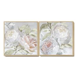 DKD Home Decor Cuadro Shabby con Flores Blanco y Gris de Lienzo Hecho a Mano 80x80 cm Set de 2 Unidades Precio: 102.50000024. SKU: S3018396