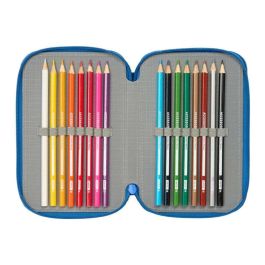 Safta Plumier Escolar Superman, 3 Compartimentos con 37 Piezas, 195x125x55 mm