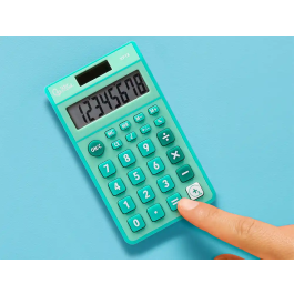 Liderpapel xf13 Calculadora de Bolsillo 8 Dígitos Solar y Pila 115x65x8 mm Color Verde