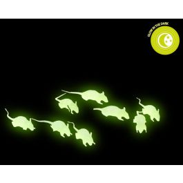 Set de 12 Ratones Decorativos para Halloween - Negros y Fluorescentes, 4 cm