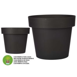 Maceta Plastico Antracita Con Reserva Agua 40Cm Ibergarden (6 Unidades)