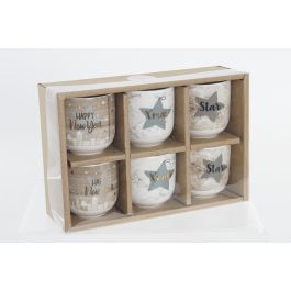 DKD Home Decor Café Navidad Porcelana Marron Gris Set de 6 Piezas 14 x 7 x 21 cm