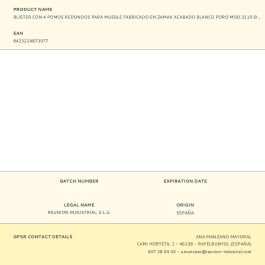 Rei Pomos Redondos para Mueble Mod.3110, Zamak Acabado Blanco Poro, Ø35mm, 4 Unidades