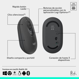 Logitech Ratón Inalámbrico Pop Mouse Grafito - Tecnología Bluetooth, Personalizable, Duración Batería 24 Meses Logitech Ratón Inalámbrico Pop Mouse Grafito - Tecnología Bluetooth, Personalizable, Duración Batería 24 Meses