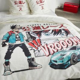 Today TOD3574641268657 Juego de Cama JAVA 2 Personas 240x220 cm Algodón Estampado Carreras Callejeras Blanco
