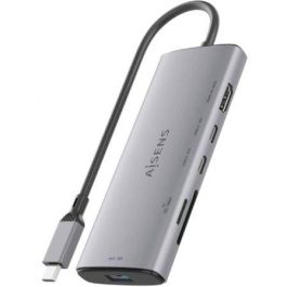 Aisens ASUC-6P029-GR Docking USB Tipo-C 6 en 1 con HDMI 4K, 1xUSB-A 10G, 2xUSB-C 10G, Lector SD/Micro SD, Gris