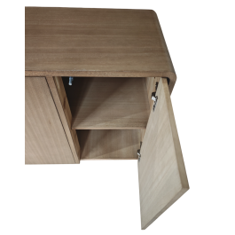 DKD Home Decor Aparador Colección Curio25 Urban Marrón de Paulownia y Olmo con 3 Puertas 106 x 38 x 71 cm