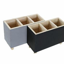 Organizador DKD Home Decor Gris Negro 7.5 x 12 x 18 cm (2 Unidades)