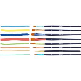 Pelikan PI8/PB Juego de pinceles sintéticos, surtido de 8 piezas para escolares, con mango de madera FSC