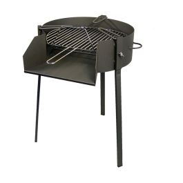 El Zorro Barbacoa redonda con soporte para paella Ø50cm, hierro pintado, parrilla adaptable para gas, apta leña y carbón