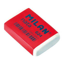 Milán Goma de borrar nata 624, blister 4 uds, plástico, blanco