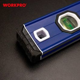 Workpro Nivel de Burbuja Magnético de Caja de Aluminio 90 cm con 3 Viales (45°/90°/180°) y Conteras Antigolpes