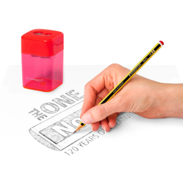 Q-connect Sacapuntas Metálico 2 Usos con Depósito para Virutas