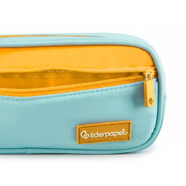 Liderpapel Estuche Portatodo Duo 3 Cremalleras con Bolsillo Frontal, Azul Claro, 220x90x70 mm