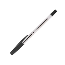 Q-connect Bolígrafo Transparente Negro Medio KF26040 Tinta a Base de Aceite Punta 1mm Trazo 0.4mm Suavidad Escritura